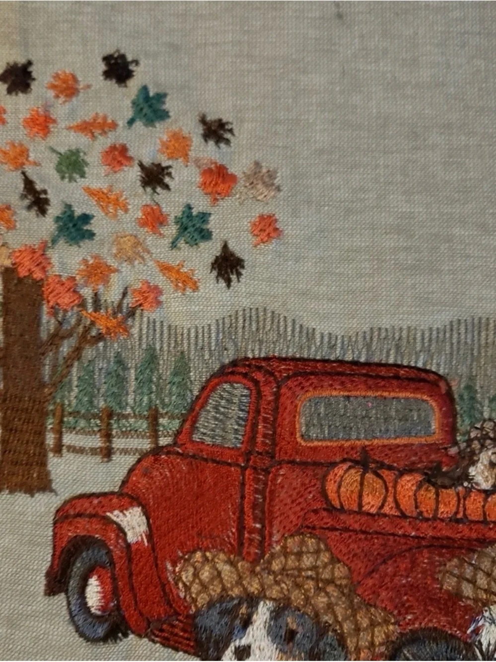 Pier 1 Imports Embroidered Dogs Fall Autumn Halloween Table Runner 13”x72